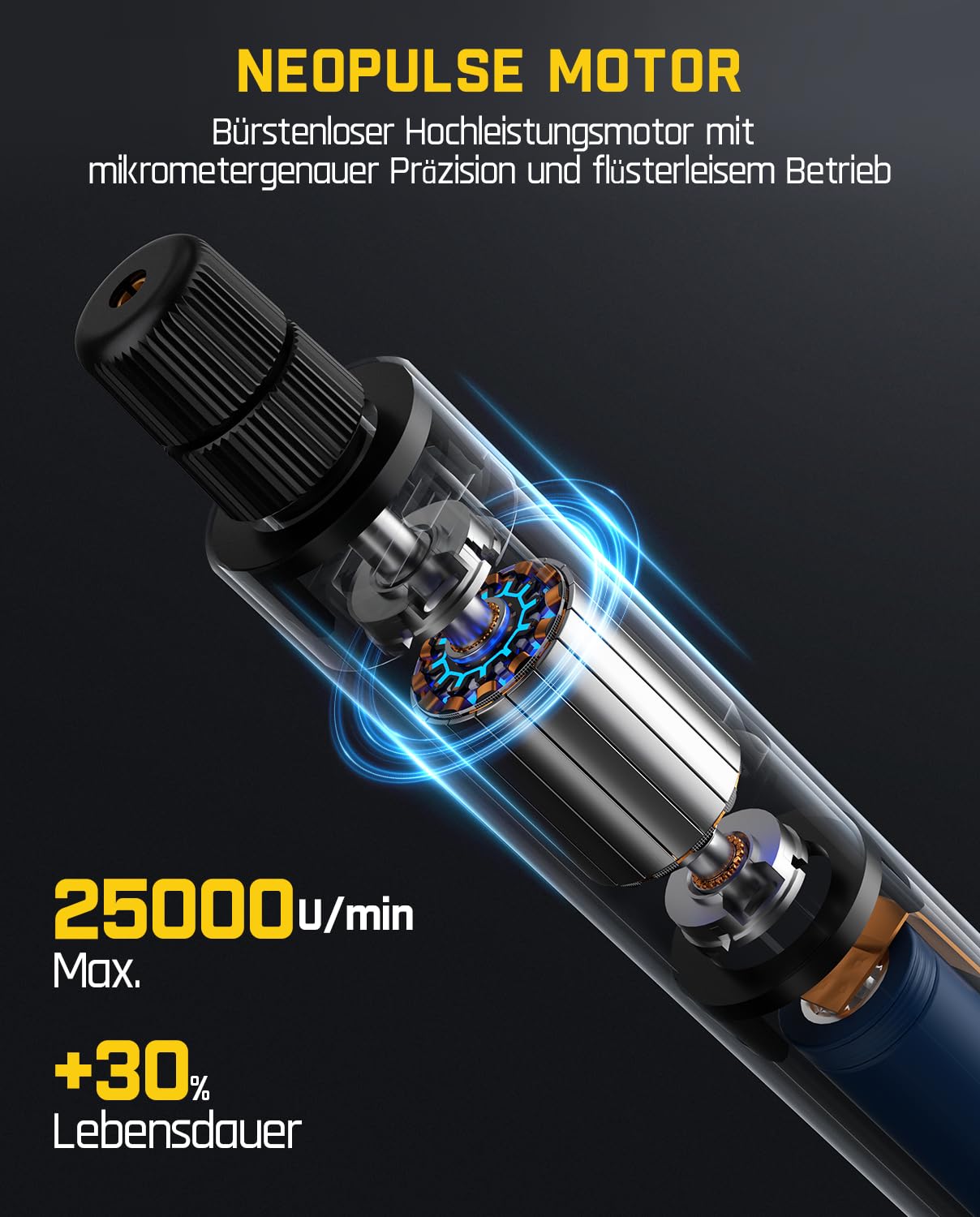 Fanttik F2 Master Mini Akku-Multifunktionswerkzeug, NeoPulse Motor, 5 Geschwindigkeiten, 25000 U/min, Revostor-Hub, 35 Zubehörteile, Elektrowerkzeug zum Polieren, 3D-Druck, Bohren, Gravieren