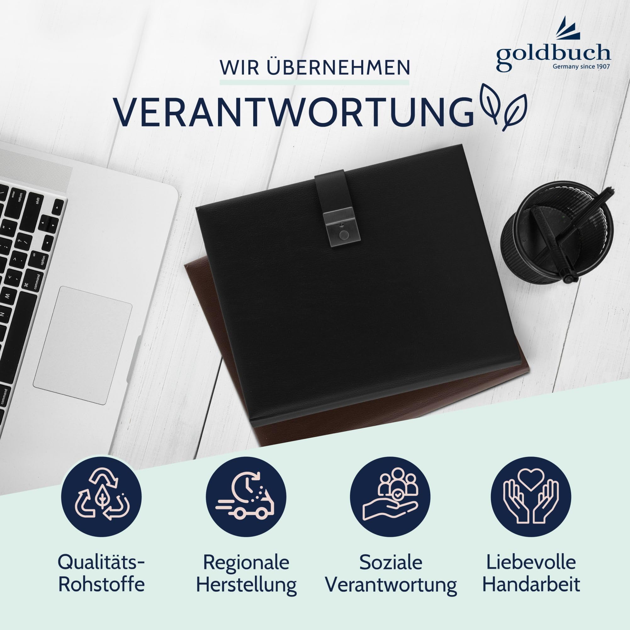 goldbuch Dokumentenmappe, Bologna, 27,5 x 34 cm, Inklusive 5 Sichthüllen, Erweiterbar, Mit Schloss, Kunstleder, Schwarz, 53523