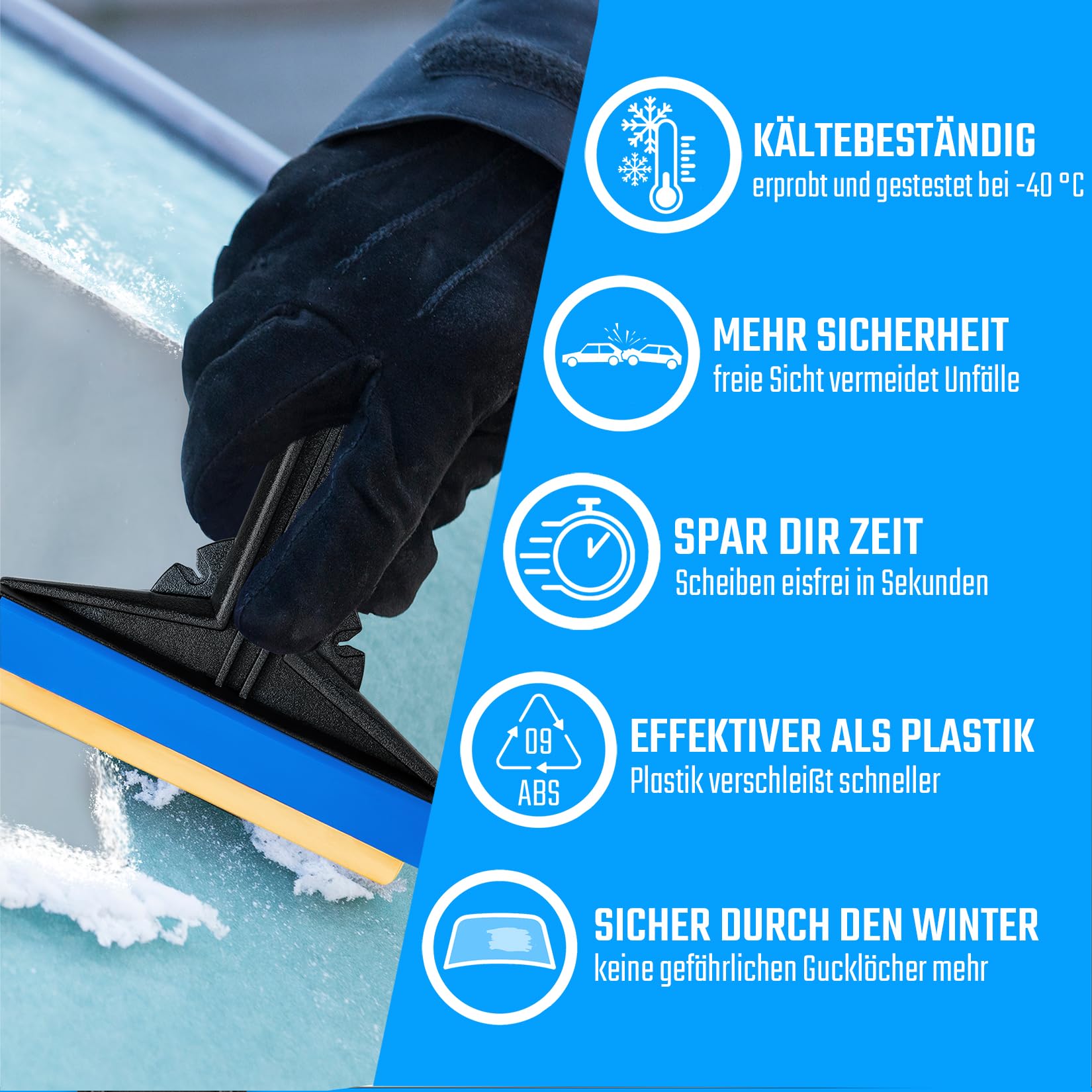 Eiskratzer Auto [2 Stück] - Messing TESTSIEGER 2024* - schnell, mühelos & schonend - Murska Scheibenkratzer Auto - effizient & sicher Schneekratzer Auto - Premium HIPS & Messingklinge - aus Finnland