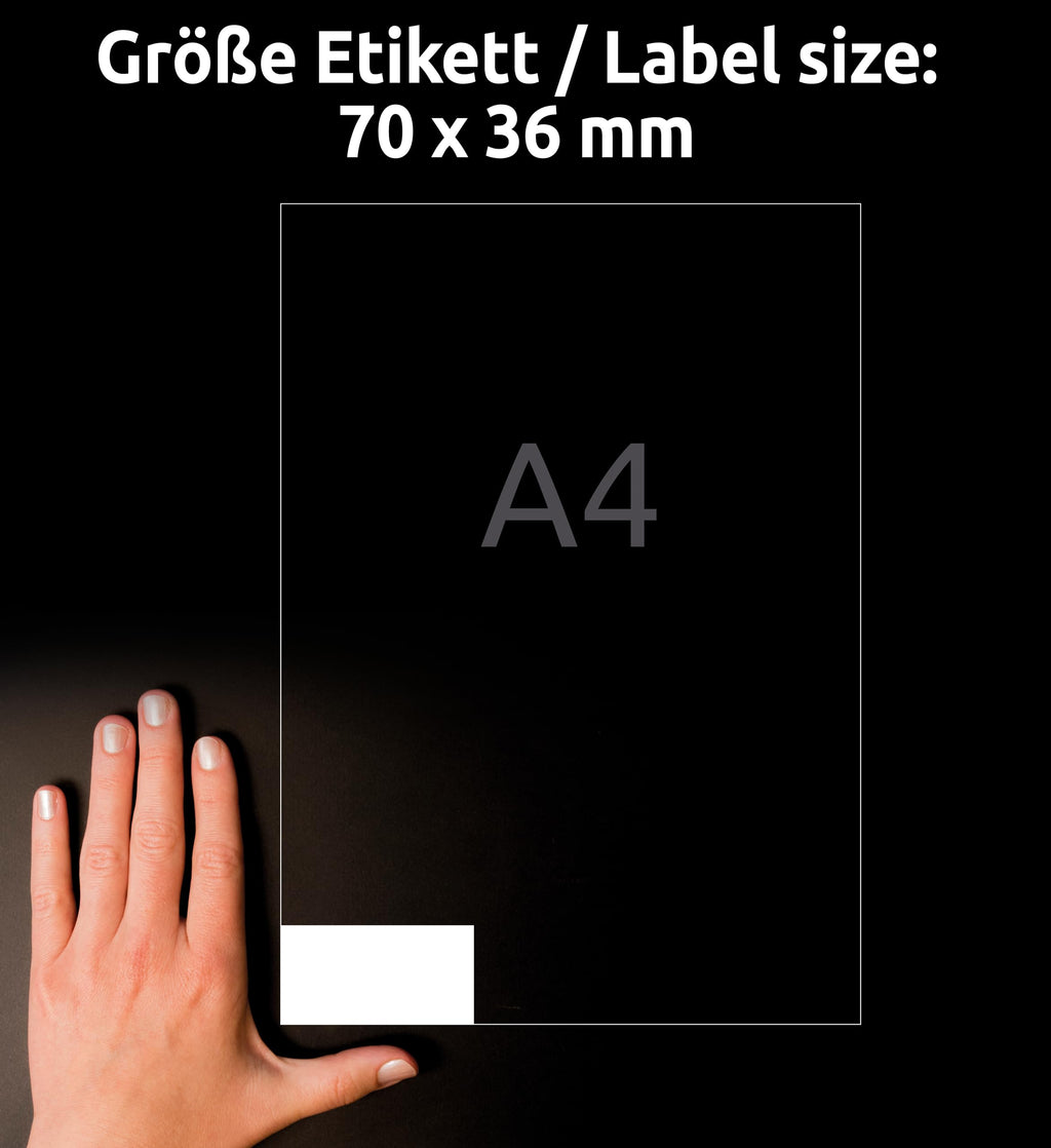 AVERY Zweckform 3475 Adressaufkleber (2.400 Klebeetiketten, 70x36mm auf A4, Papier matt, bedruckbare Absenderetiketten, selbstklebende Adressetiketten mit ultragrip) 100 Blatt, weiß