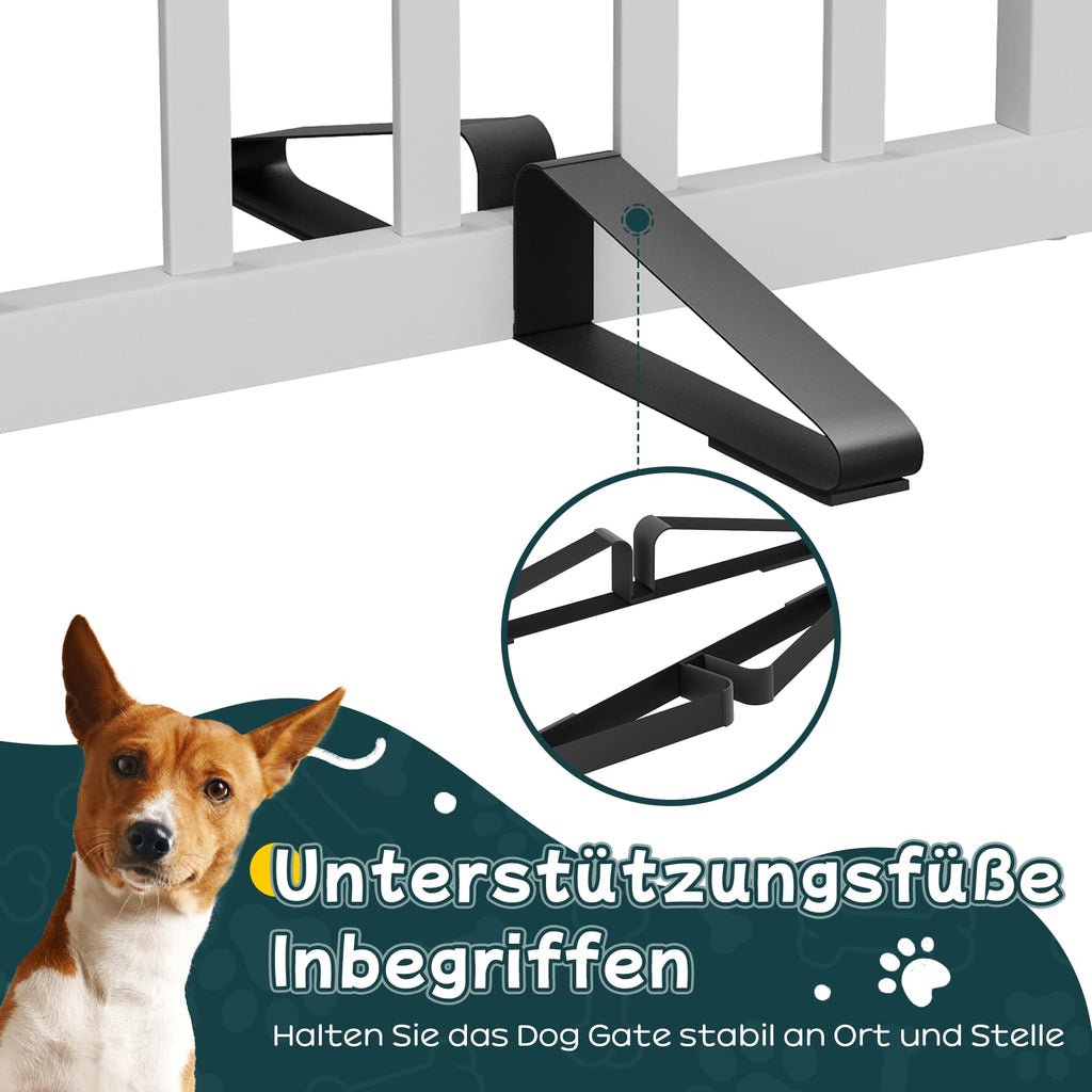 Semiocthome Freistehende Baby- & Haustiergitter aus Bambus, Hunde- und Katzengitter für Türen, Treppenschutzgitter für Welpen, Faltbare Sicherheitsgitter (Weiß, 2 Platten - 90cm Breit)