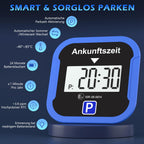 Warmfay® Elektronische Parkscheibe mit Zulassung vom KBA, Automatische Digitale Parkscheibe Elektrisch mit Batterie, Elektrische Parkuhr Auto mit 2 Displays & Nachtmodus & 3 Zeitmodi(1, Blau)