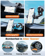 VANMASS Handyhalterung Auto 2026 neuste Version Handy Halterung Auto 4 in 1 Lüftung & Saugnapf Handyhalter 100% Kratzschutz Smartphone Halterungen Innentürgriffe für iPhone 17 Samsung S24 Huawei