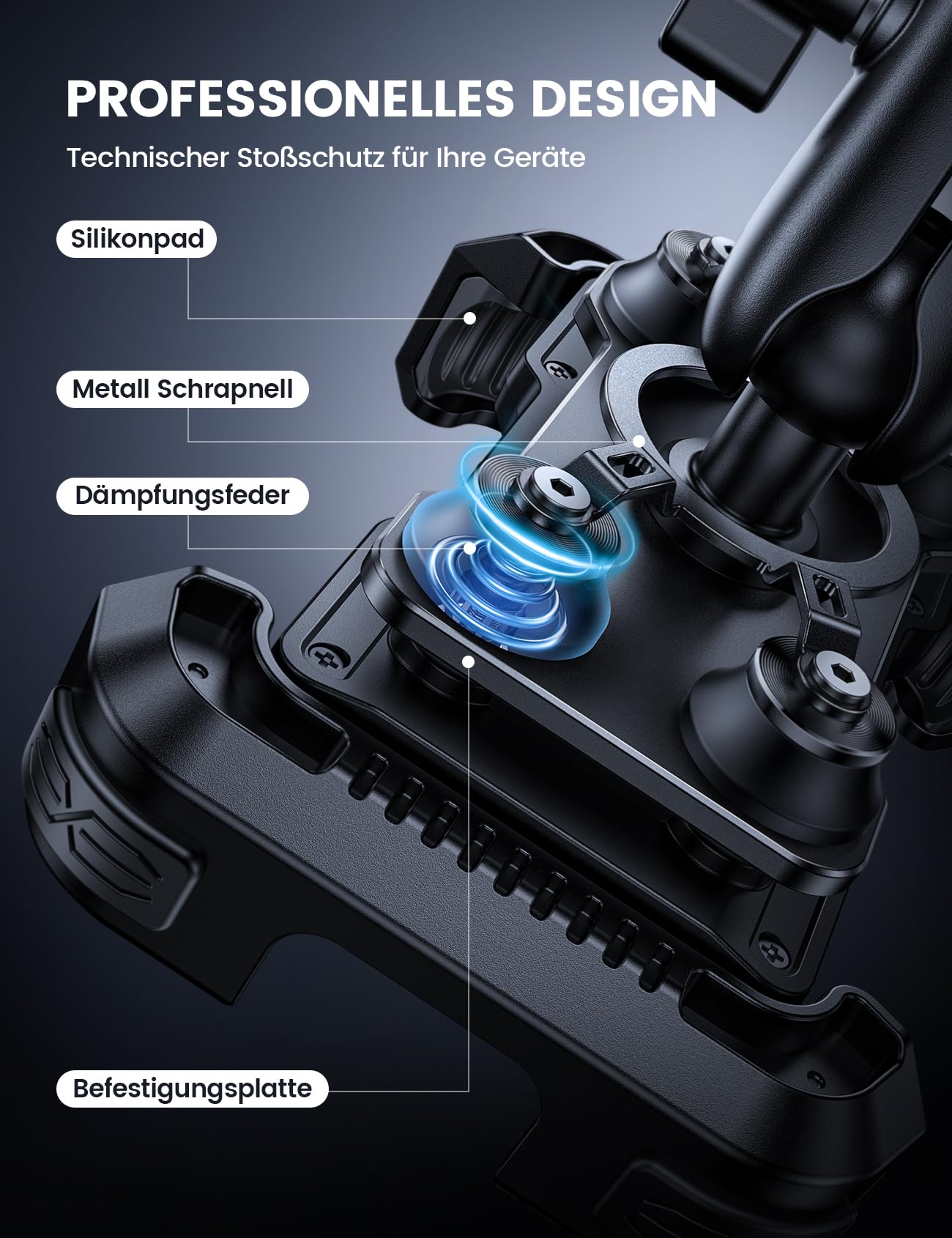 Lamicall Handyhalterung Motorrad, Handyhalter Fahrrad - [Metall-Verlängerungsarm] [Doppelt Vibrationsgedämpft] Handy Motorradhalterung Diebstahlsicher, 720° Drehbarer Lenker Halter für iPhone 17/16/15