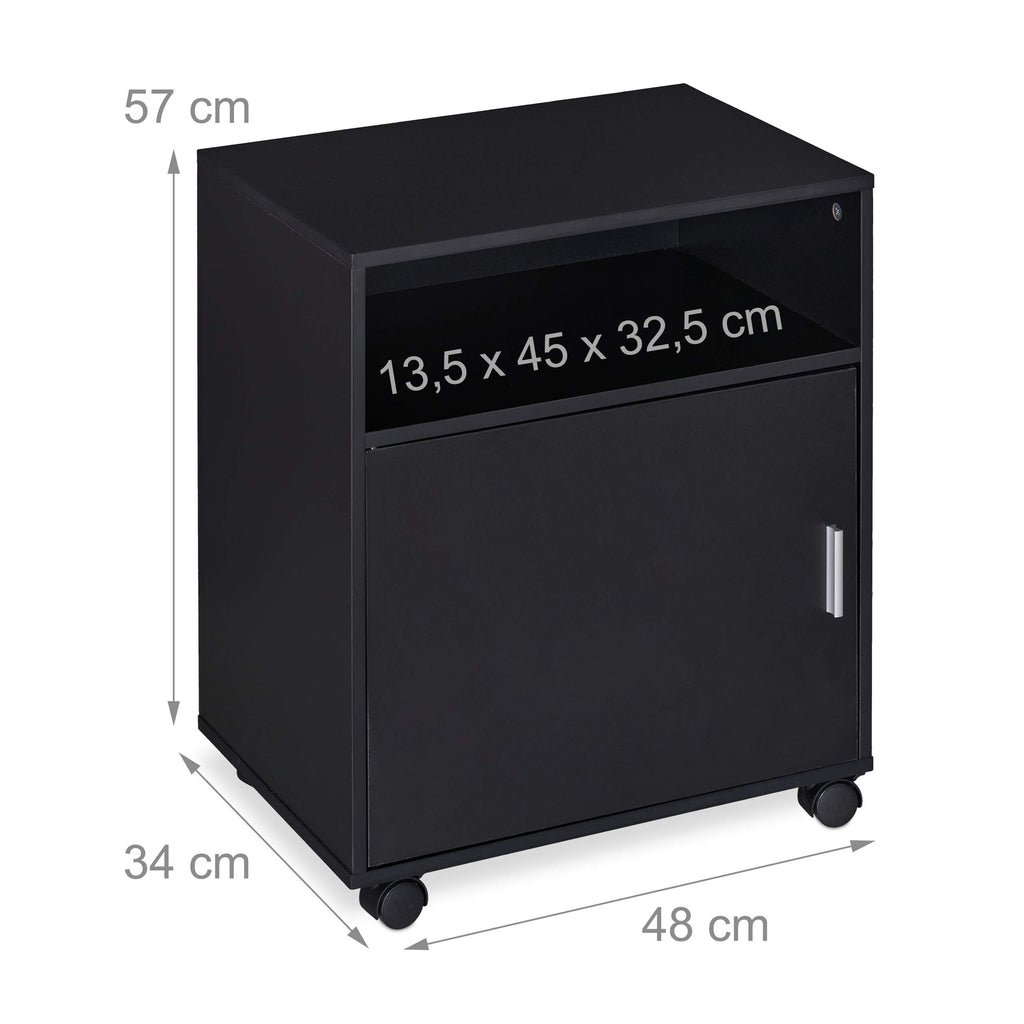 Relaxdays Rollcontainer Büro & Home Office, HBT: 57 x 48 x 34 cm, schwarz