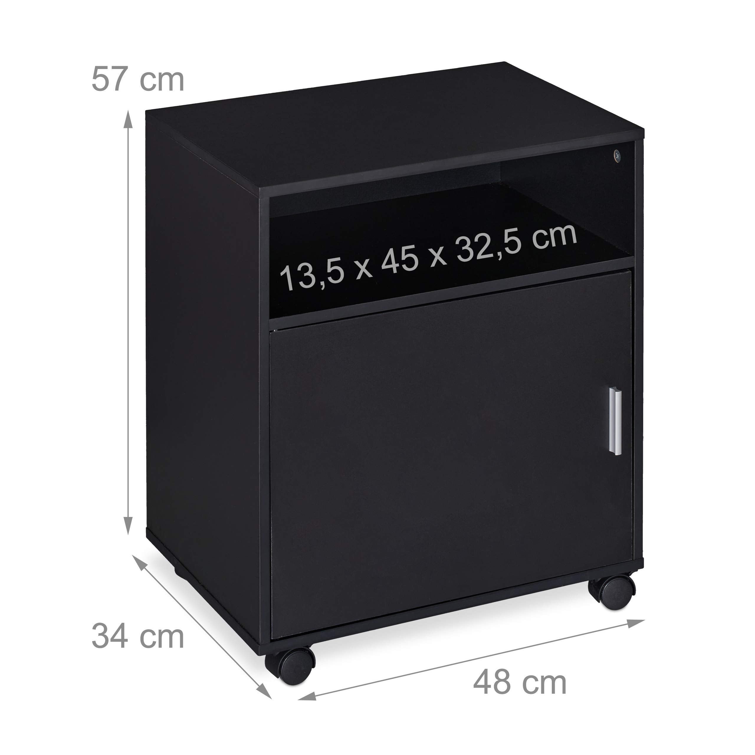 Relaxdays Rollcontainer Büro & Home Office, HBT: 57 x 48 x 34 cm, schwarz