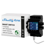 Shelly Pro 4PM | WLAN & LAN 4-Kanal-Relais Schalter mit Leistingsmessung - 40A | DIN-Schiene | Alexa & Google Home | iOS Android App | Fernsteuerung | Hausautomation | Kein Hub Erforderlich