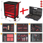 KS Tools 826.7598 Racingline Schwarz/rot Werkstattwagen mit 7 Schubladen und 598 Premium-Werkzeugen