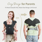 Babytrage für Neugeborene ab Geburt, MOMTORY Komfortabler Hüftsitz für Baby(3-12kg), Ergonomischer Tragetuch Neugeborenes bis Kleinkind mit Klettverschluss, Leicht Verstellbare Hüfttrage - Dunkelgrau