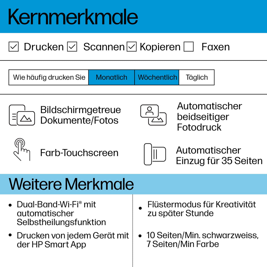 HP Envy 6520e, Multifunktionsdrucker, 6 Monate gratis drucken Instant Ink inklusive, Drucken, Kopieren, Scannen, Mobiler Faxversand, Wi-Fi, Automatischer Vorlageneinzug, Touchscreen