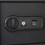 Amazon Basics Stahl-Safe, Sicherheit für Zuhause, mit biometrisch Fingerabdruckschloss, schützt Bargeld, Schmuck, Ausweisdokumente, 14 L Volumen, schwarz, 35 cm B x 24.9 cm T x 24.9 cm H