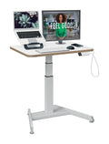 Leitz Ergo Elektrischer Sitz-/Steh-Schreibtisch, Kompaktes & höhenverstellbares Stehpult, Belastbar bis 80 kg, Mit Kabelführung, 80 x 60 cm, Für Büros & Home Office, Ergo-Serie, Weiß, 65340001
