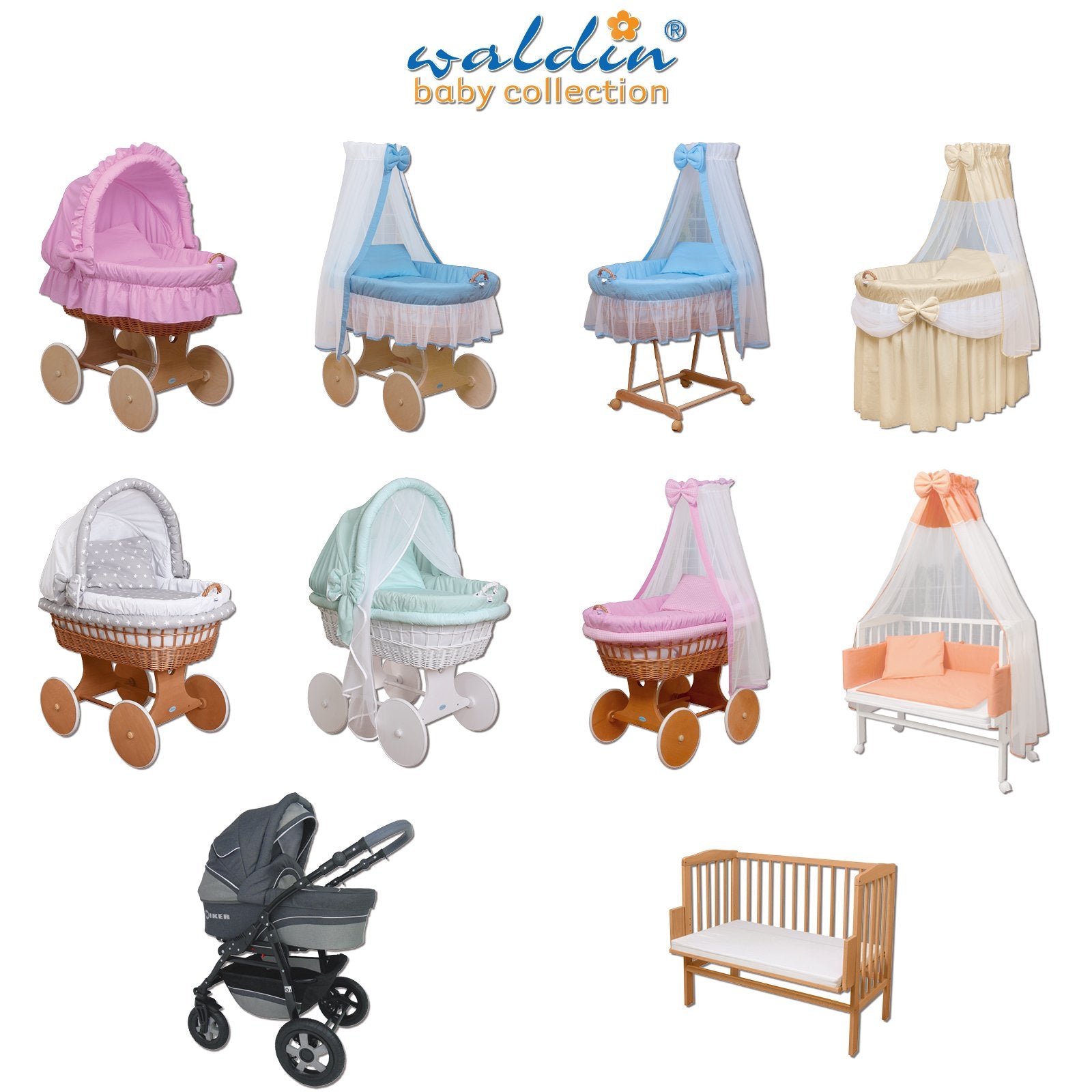 WALDIN Baby Laufgitter/Laufstall ca. 100 x 100 cm, BUCHE MASSIV, höhen-verstellbar, 2 Modelle wählbar, natur unbehandelt, Stoff weiß/Punkte grau