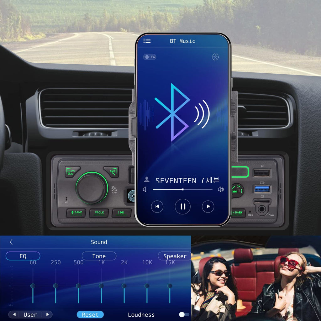 LXKLSZ Autoradio mit Bluetooth Single Din mit APP-Steuerung MP3-Player-Unterstützung Freisprechen/USB/FM/AM/TF/AUX-in/EQ-Set, Autoradio-Empfänger