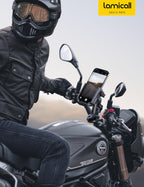 Lamicall Handyhalterung Motorrad, Fahrrad Handyhalter - [Ganzmetall & Vibrationsgedämpft] Handy Halterung Motorrad mit Verlängerungsarm, Lenker Halter für Video, für iPhone 17/16, 4,7-7,2 Zoll Handys