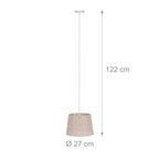 Relaxdays Kinderzimmerlampe Sterne, hängende Schirmlampe für Mädchen, Sternenhimmel Motiv, E27, runder Stoffschirm, rosa, 122 x 27 x 27 cm