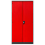 Jan Nowak Werkzeugschrank TC02AM Werkstattschrank mit Schubladen Flügeltüren Metallschrank 3 Fachböden Pulverbeschichtung 185 cm x 92 cm x 50 cm (Rot)