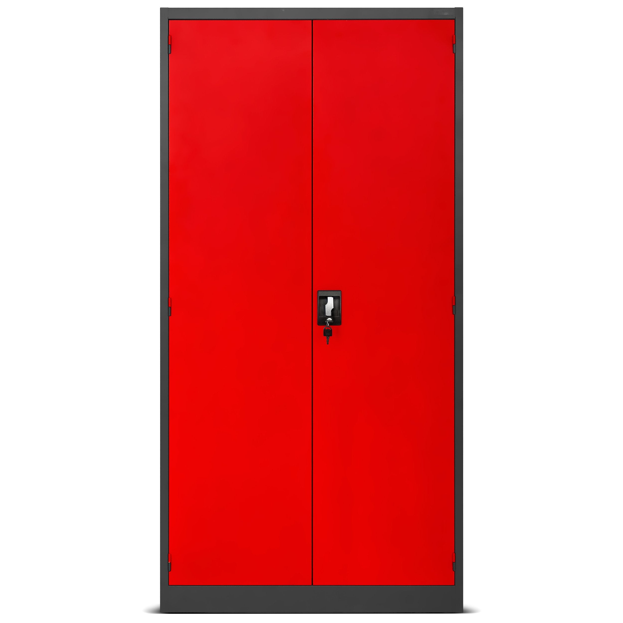 Jan Nowak Werkzeugschrank TC02AM Werkstattschrank mit Schubladen Flügeltüren Metallschrank 3 Fachböden Pulverbeschichtung 185 cm x 92 cm x 50 cm (Rot)