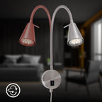 BRILONER - LED Bettlampe, Bettleuchte Flexarm, inkl. An-/Ausschalter, schwenkbar, 4,7 Watt, 350 Lumen, Schlafzimmerlampe, Büroleuchte, warmweiße Lichtfarbe, Metall, 45x20,5 cm, Matt-nickel