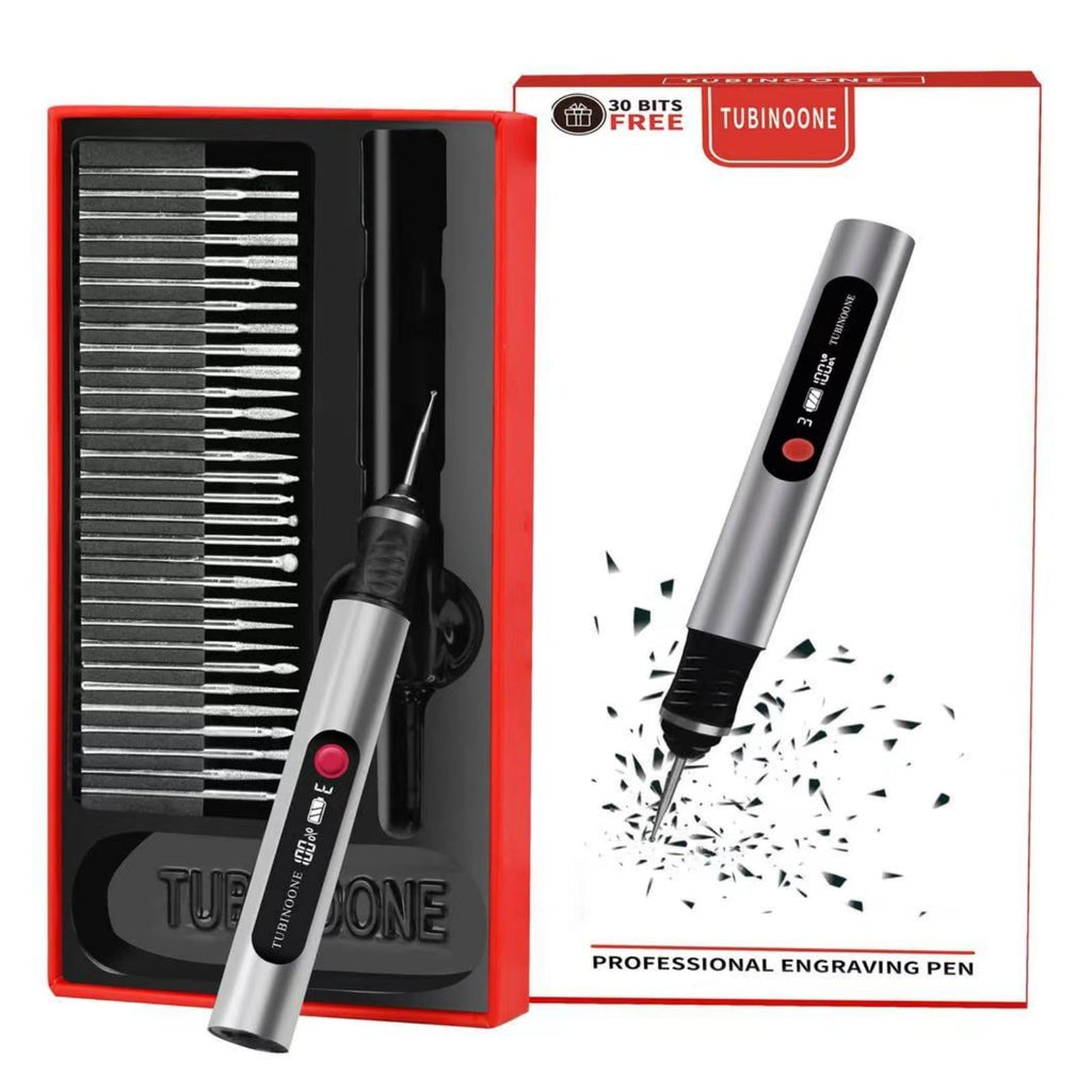 TUBINOONE Gravierstift, ultimativer kabelloser tragbarer Gravierer für Künstler und Heimwerker – Gravieren Sie über 50 Oberflächen – Anfängerfreundlich – wiederaufladbar – inklusive 30 Bits &