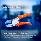 Original LÖWE 1.105 Profi Universal Amboss-Schere - antihaftbeschichtete Stahlklinge 40 mm Schnittlänge - vielseitig einsetzbare Schere in Industrie & Handwerk f. Holz Kunststoff Gummi Leder Metall