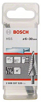 Bosch Professional Stufenbohrer HSS (für dünne Materialien z.B. Stahlblech, Ø 6-30 mm, mit 13 Stufen)