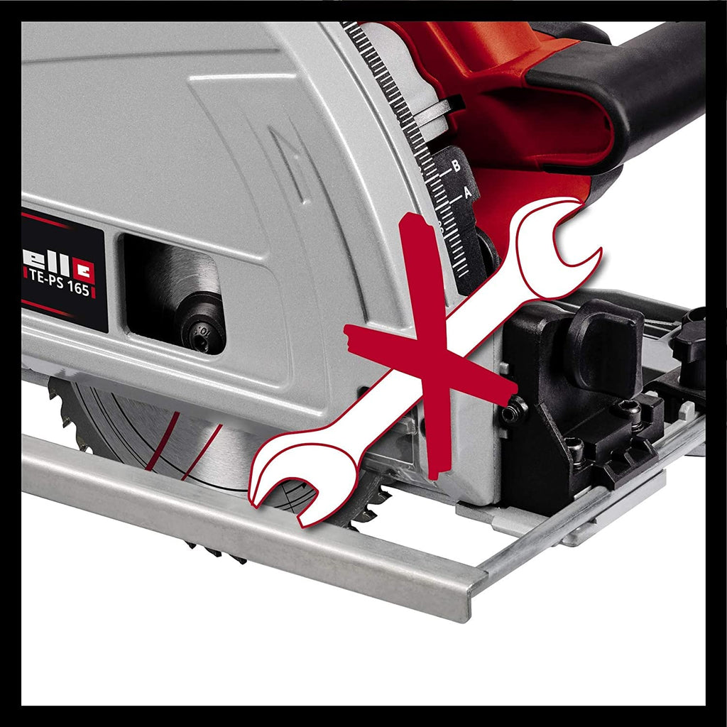 Einhell Tauchsäge TE-PS 165 (1.200 Watt, werkzeuglose Einstellung bei Schnitttiefe + Neigungswinkel, hochwertiges Hartmetall-Sägeblatt, Sägeblattarretierung)