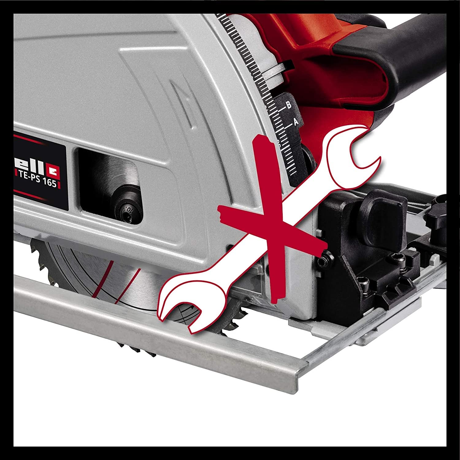 Einhell Tauchsäge TE-PS 165 (1.200 Watt, werkzeuglose Einstellung bei Schnitttiefe + Neigungswinkel, hochwertiges Hartmetall-Sägeblatt, Sägeblattarretierung)