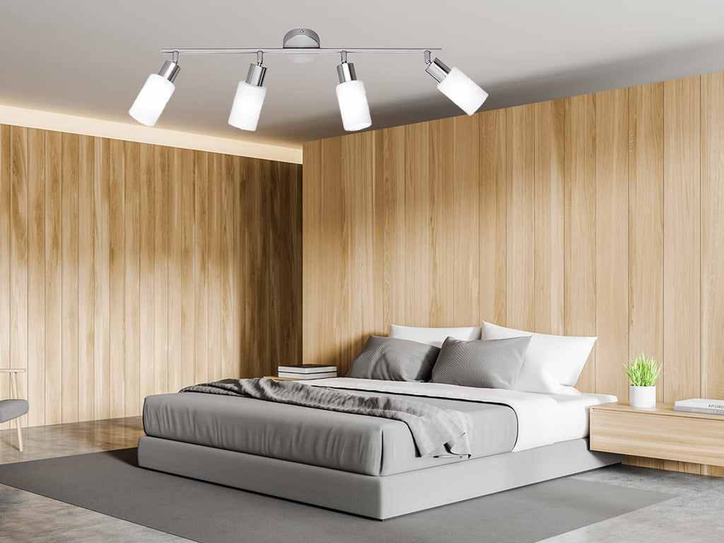 RL LIVE YOUR LIGHT Reality Leuchten Deckenleuchte Mars R80014007, Nichel Opaco/Bianco, 4 x E14