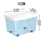 Cetomo 55L*6 Aufbewahrungsboxen, Rillen-verstärkte Kunststoffboxen mit Rollen & Deckeln, Stapelbare Aufbewahrungskiste, Ordnungsboxen für Zuhause und Büro, PP, Transparent Blau, 55L (6er Pack)