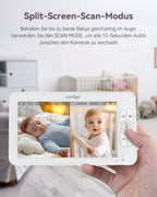 Comfyer Split-Screen Babyphone mit 2 Kameras, 7" HD 720P Video Babyphone ohne WLAN mit Halterung, IR-Nachtsicht Vox-Modus 2-Wege-Audio 6000mAh 300M Reichweite Videoüberwachungsgeräte