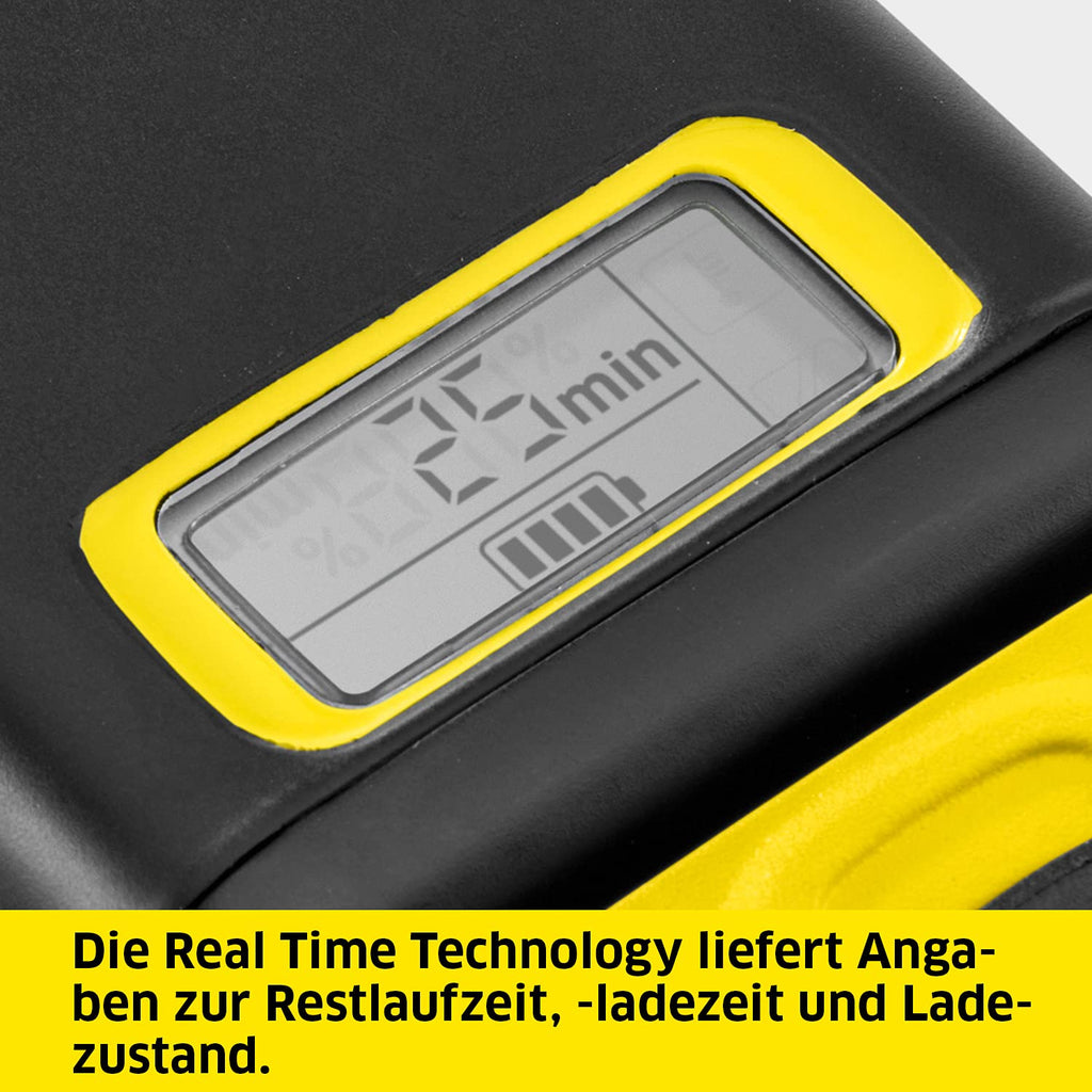 Kärcher 18 V Starter Kit 18/25, 18 V/2,5 Ah Akku mit Schnellladegerät, Lithium-Ionen-Akku, Ladezeit: in weniger als 1,5 Stunden zu 100% aufgeladen, für alle Geräte der 18 V Battery Power Plattform