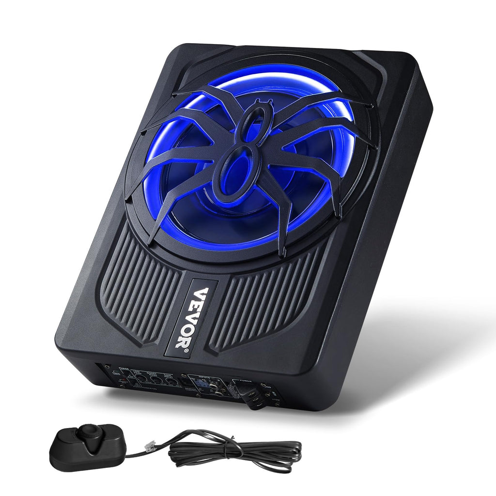 VEVOR Untersitz Auto Subwoofer 440 W 254 mm schlanker Auto Subwoofer unter dem Sitz Subsystem mit eingebautem Verstärker, Hoch-/Niedrigpegel-Eingang und Lautstärkeregler für SUVs Lkws