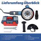 FANZWORK 1500W Betonschleifer Winkelschleifer Set mit Bürstenloser EC-Motor, Betonfräse mit 150mm Diamantschleiftopf *1, Absaughaube *1, Tragbox *1, Präzises & Wartungsfreies Schleifen