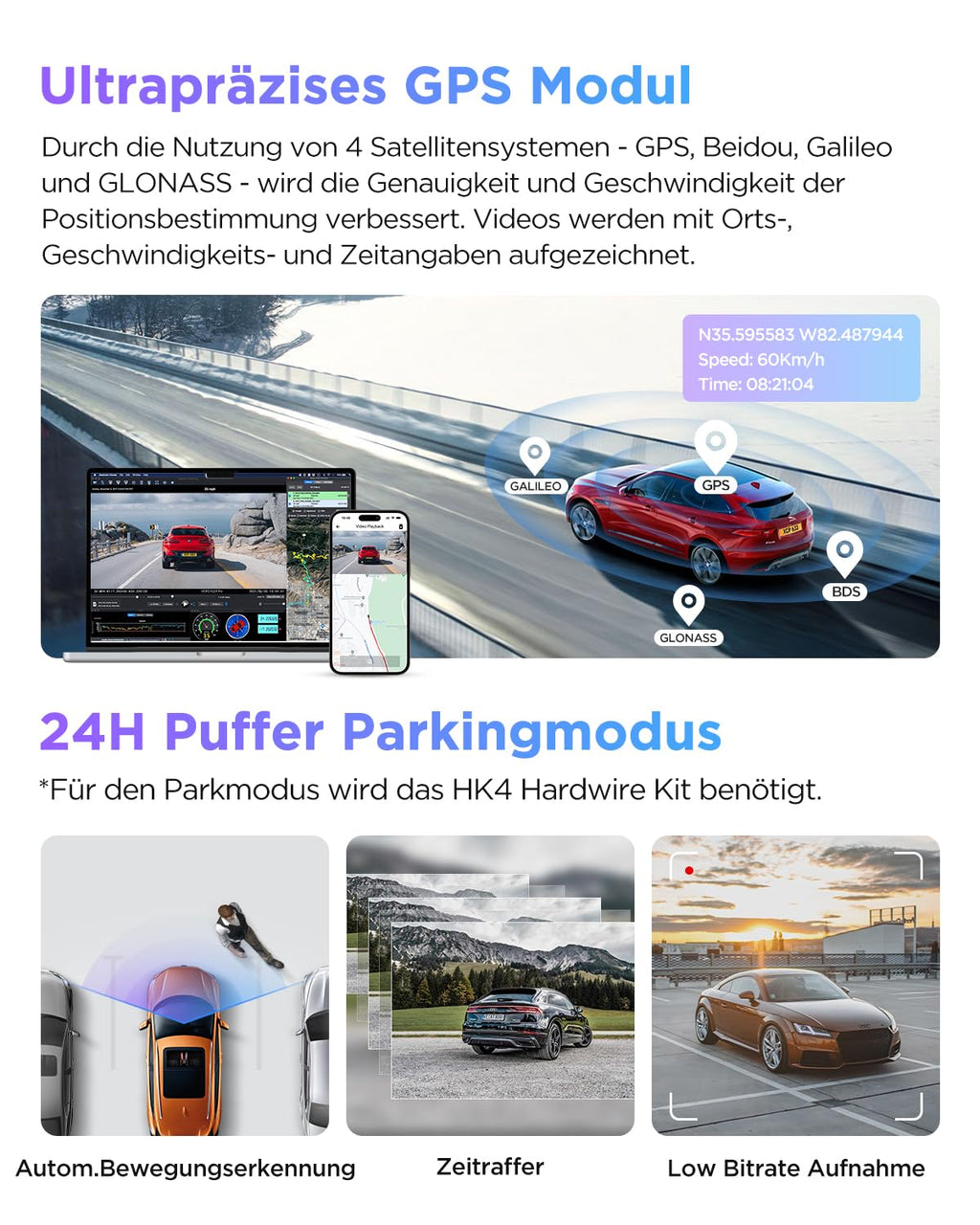 VIOFO A229 Pro 4K + 2K Dual STARVIS 2, HDR Vorne hinten Dashcam Auto, Sprachsteurung & 5GHz Wi-Fi Wlan Autokamera, Ultrapräzises GPS mit CPL Filter, Super Nachtsicht 2.0, Sprachausgabe, bis 512 GB Max