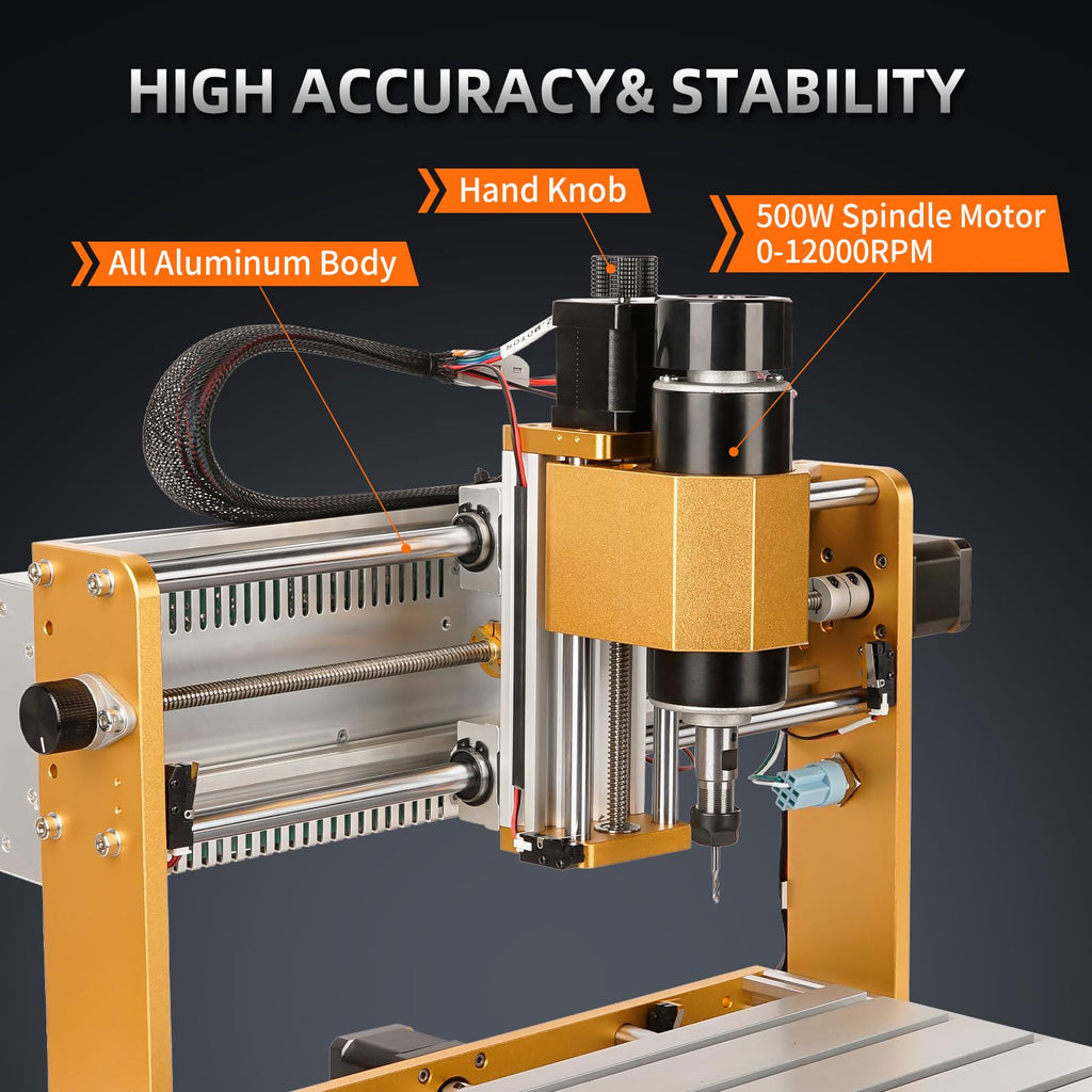 LUNYEE 500 W Ganzmetall CNC-Fräsmaschine, 3018 Pro Max CNC-Holzfräse, 3-Achsen-Metall fräsmaschine zum Schneiden von Holz, Acryl, MDF, PCB-Kunststoff, Arbeitsbereich: 300 x 180 x 80 mm