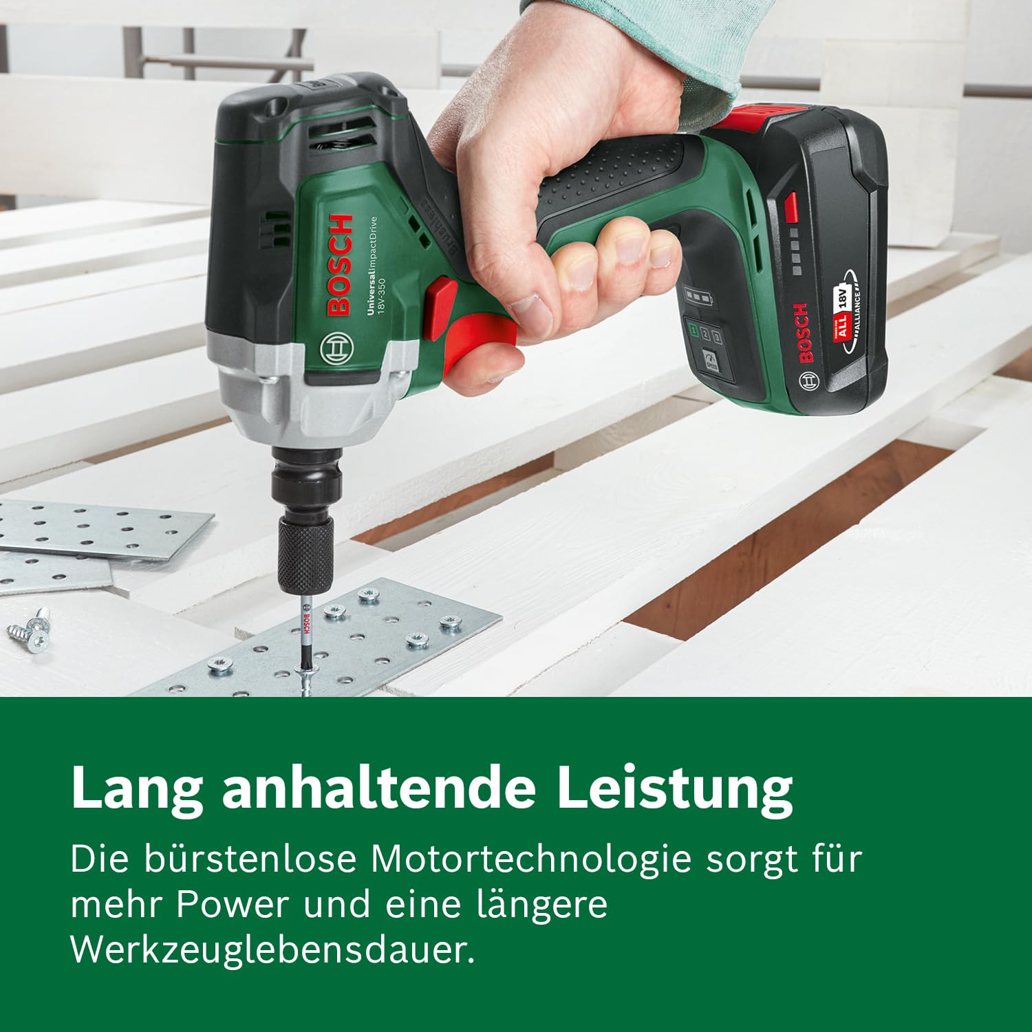 Bosch Akku-Drehschlagschrauber UniversalImpactDrive 18V-350 (kraftvolles Schrauben und Befestigen im Bauwesen; max. Drehmoment: 350 Nm; Sechskantadapter; 18 Volt System; ohne Akku)
