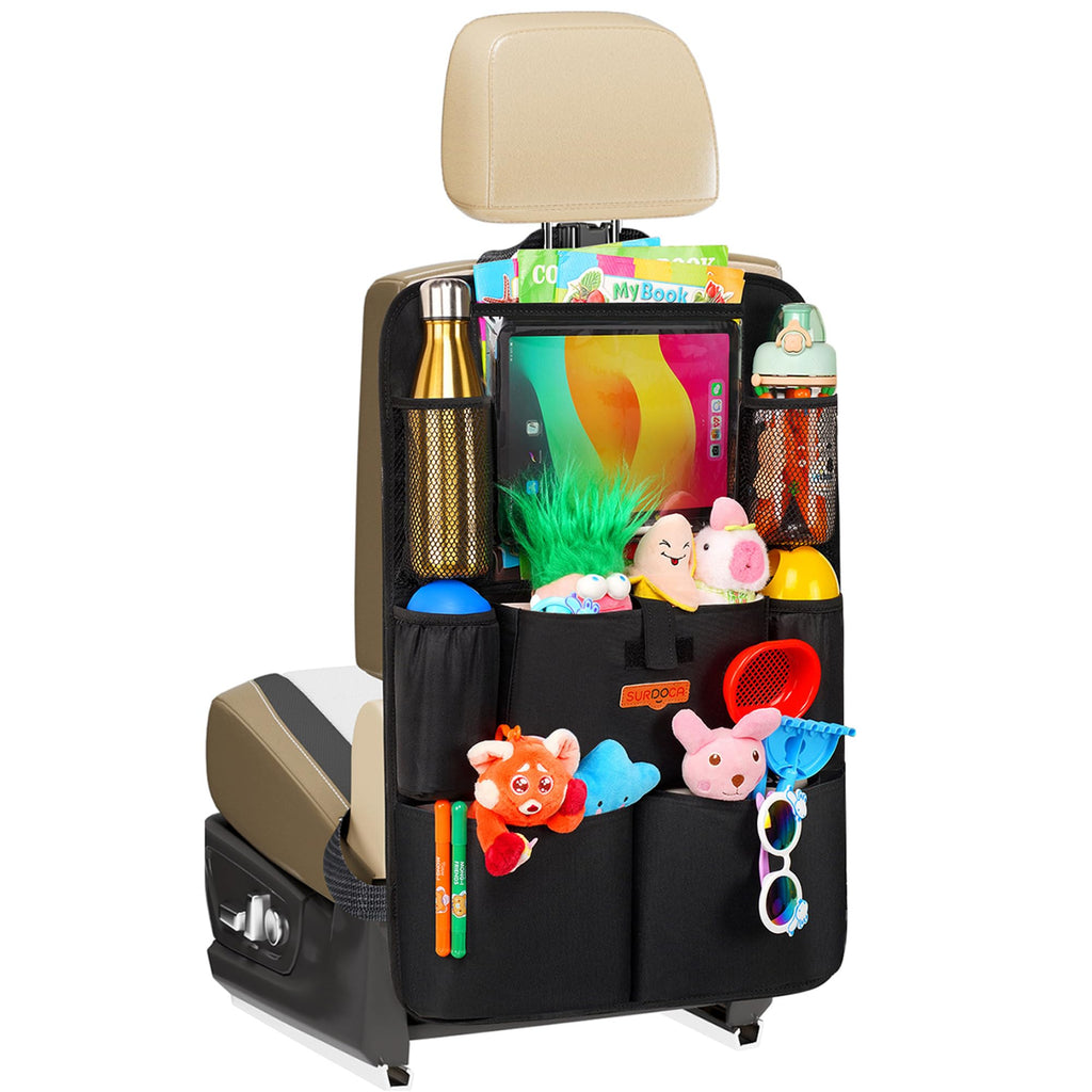 SURDOCA Autositz-Organizer – 4th Generation verbesserter Auto Rücksitz für bis zu 11-Zoll Tablet, 8 Taschen, Kinderspielzeug-Aufbewahrung, wasserdichter Rücksitzschutz für Kinder
