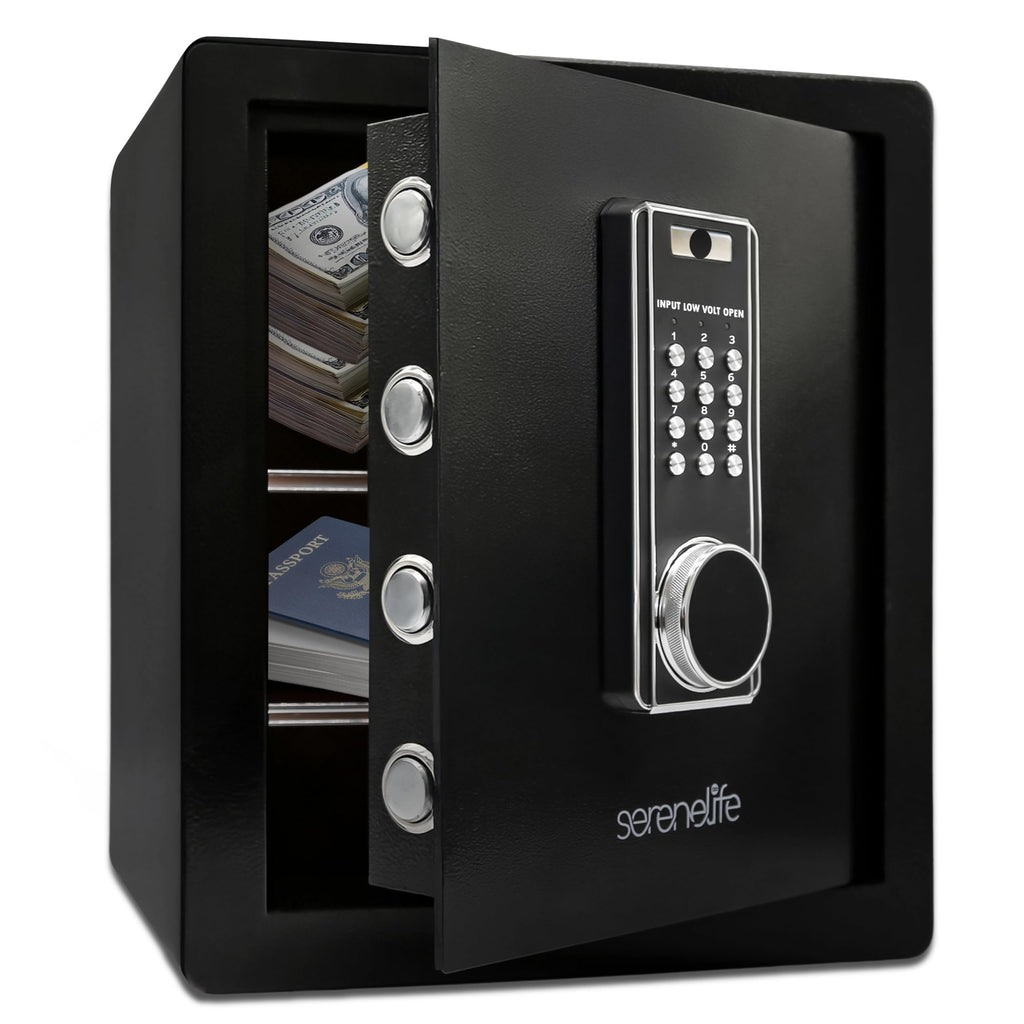 SereneLife 39L Tresor Für Zuhause, Safe- Feuerfest & Wasserdicht, Digitaler Wandtesor Möbeltresor mit Code & 2 Schlüsseln, Safe Box mit Doppelt gesichertes Alarmsystem für Wertsachen, Bargeld, Schmuck