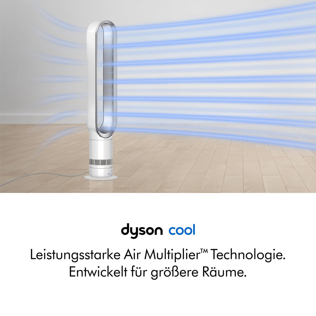 Dyson Coolᵀᴹ Turmventilator AM07 Air Multiplier™ Turmventilator, Leistungsstarker, bladeless Ventilator mit Air Multiplier™ Technologie (Weiß/Silber)