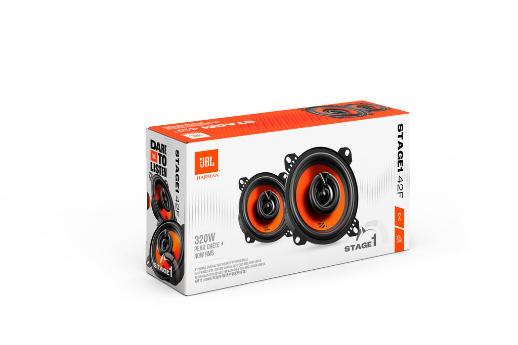 JBL Stage1 GEN2 42F Koaxial Lautsprecher Auto 100mm (4 Zoll): von Harman Kardon Car HiFi mit 40W RMS und 320W Max Einbaulautsprecher Auto Boxen Set - Paarweise