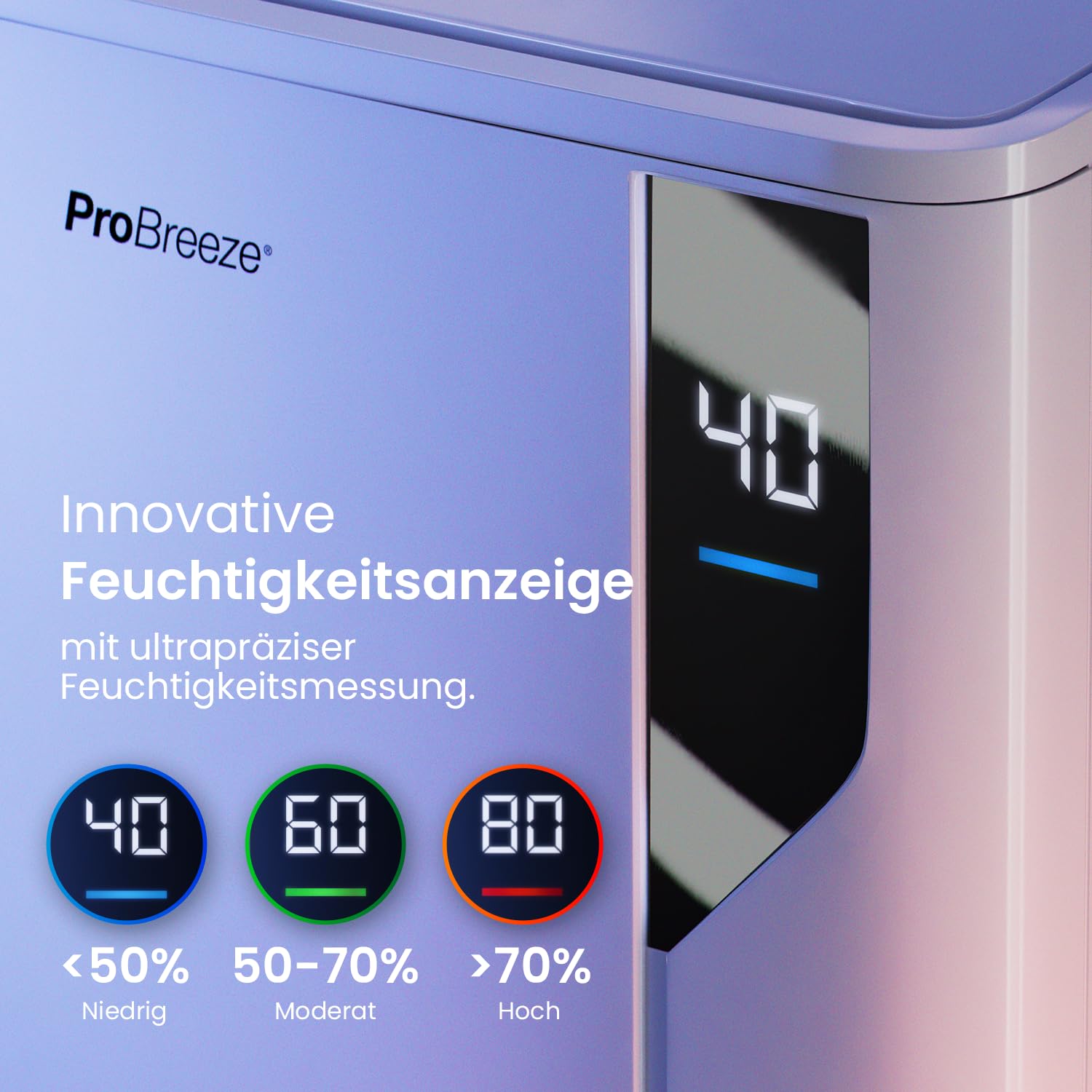 Pro Breeze Luftentfeuchter 20L in 24h Entfeuchtungsleistung - Luftentfeuchter elektrisch mit Wäschemodus, Feuchtigkeitssensor, Luftfilter, Timer - Gegen Schimmel - Entfeuchter elektrisch für bis 35m²