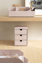 BIGSO INGRID Schubladenbox für Dokumente und Bürobedarf – Schreibtisch Organizer mit 3 Schubladen – Ablagesystem aus 100% recycelter Faserplatte und Papier in Leinenoptik – rosa