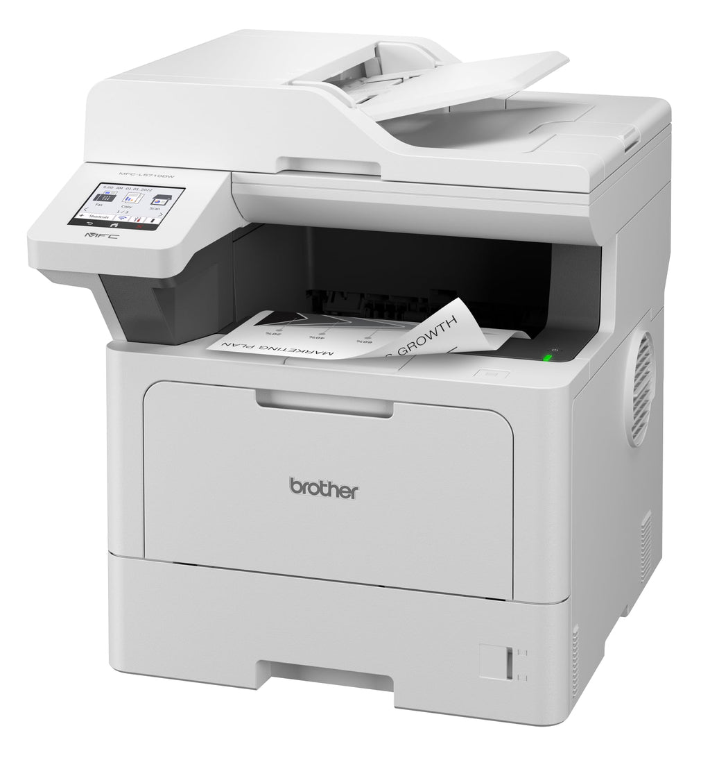 Brother MFC-L5710DW 4-in-1 Mulifunktionsdrucker schwarz weiß (A4, 48 Seiten/Min., 1.200x1.200 DPI, LAN, WLAN, Duplex-ADF, 250 Blatt Papierkassette) weiß/grau