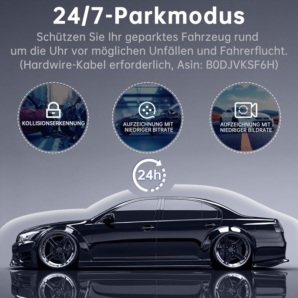 Dashcam Auto Vorne Hinten 2,5K + 1080P, Dash Cam mit WiFi, 32GB Karte, Dual-Autokamera mit 170 ° Weitwinkel, Super Nachtsicht, Auto Kamera mit Parküberwachung, G-Sensor, App-Steuerung, Loop-Aufnahme