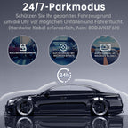 Dashcam Auto Vorne Hinten 2,5K + 1080P, Dash Cam mit WiFi, 32GB Karte, Dual-Autokamera mit 170 ° Weitwinkel, Super Nachtsicht, Auto Kamera mit Parküberwachung, G-Sensor, App-Steuerung, Loop-Aufnahme