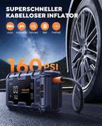 TREKURE Starthilfe Powerbank mit Luftkompressor, 160PSI 6500A Auto Starthilfe, PD 45W Eingang/Ausgang, Starthilfe(Bis zu All Benzin und 12.0L Dieselmotor) mit 600 Lumen LED und Doppelstart