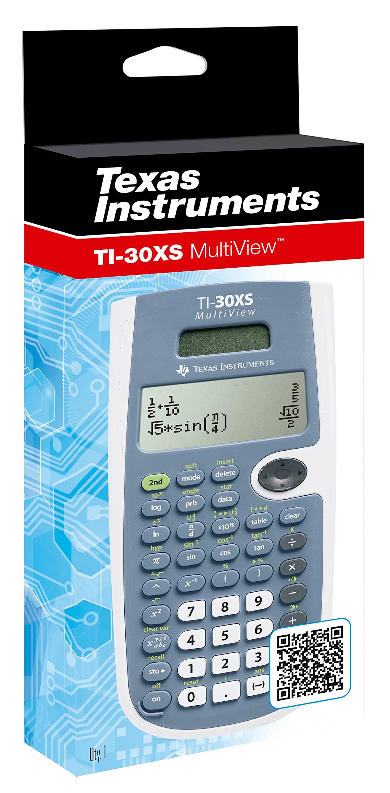 Texas Instruments TI-30XS MultiView Schulrechner (bis zu 4-zeiliges Display, Solar- und Batteriebetrieb)