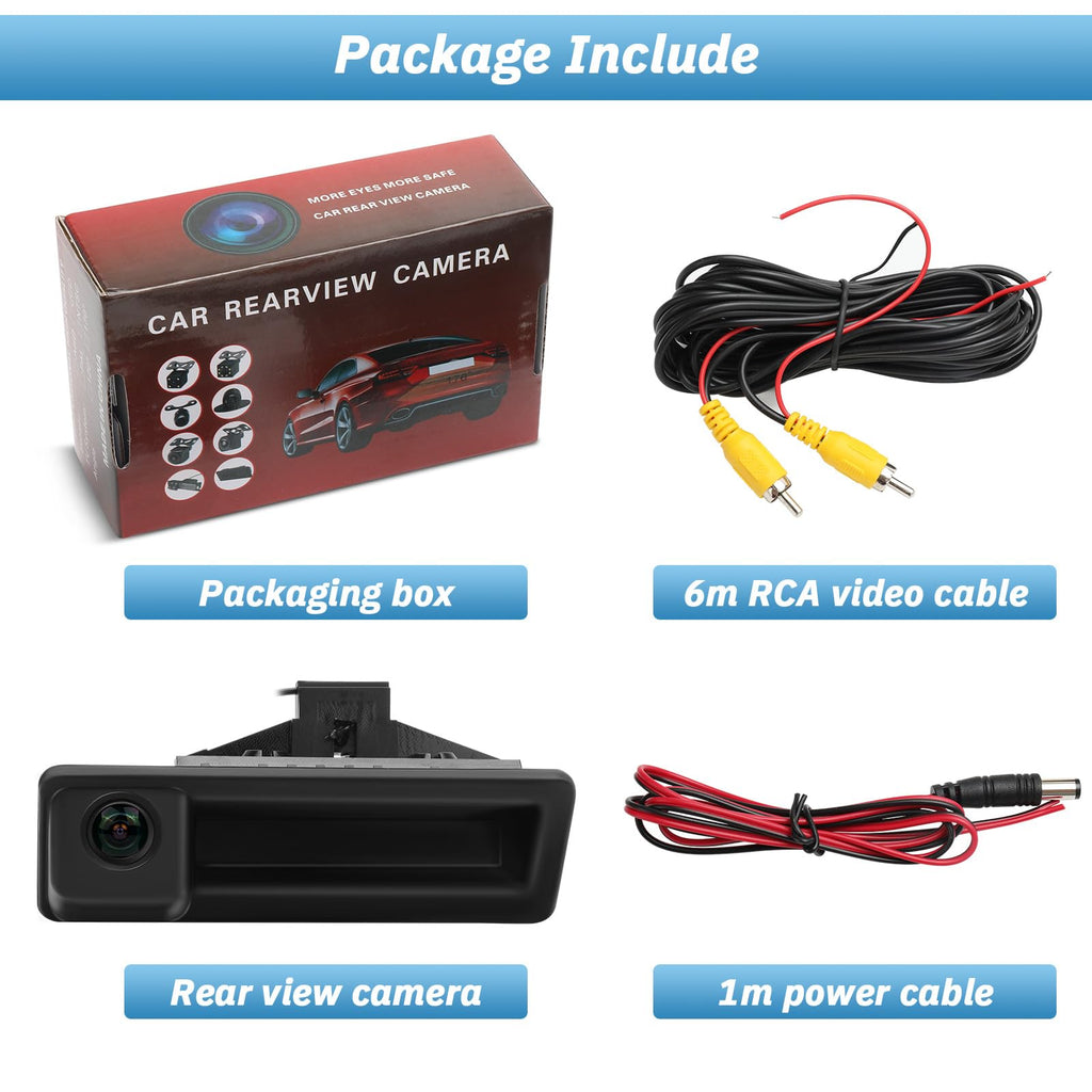 HD 720P Auto Rückfahrkamera Ersatz für BMW 3er 5er X6 E39 E60 E70 E82 E90, 170 Grad Weitwinkel Auto Nachtsicht Rückfahrkamera Parkkamera Wasserdicht