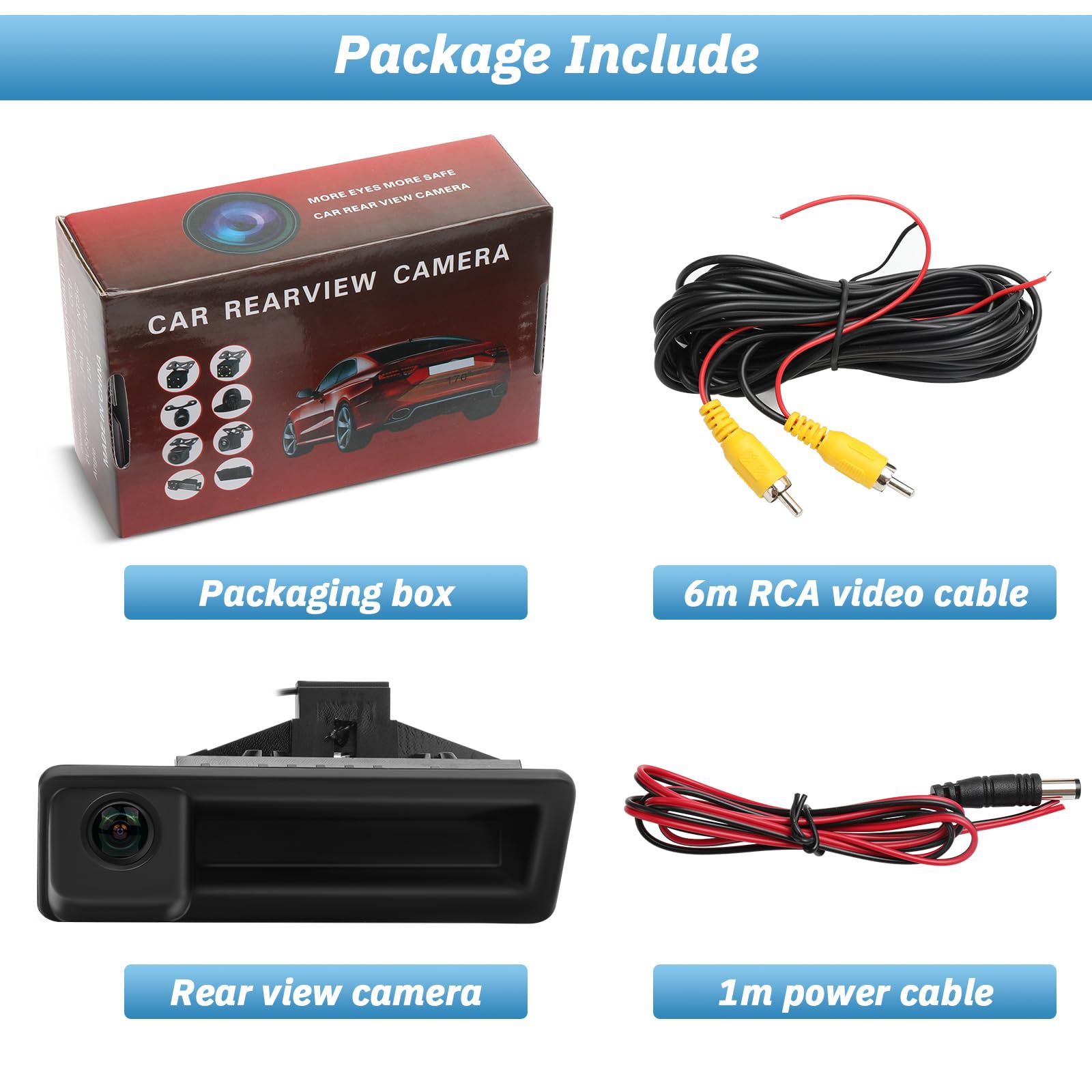 HD 720P Auto Rückfahrkamera Ersatz für BMW 3er 5er X6 E39 E60 E70 E82 E90, 170 Grad Weitwinkel Auto Nachtsicht Rückfahrkamera Parkkamera Wasserdicht